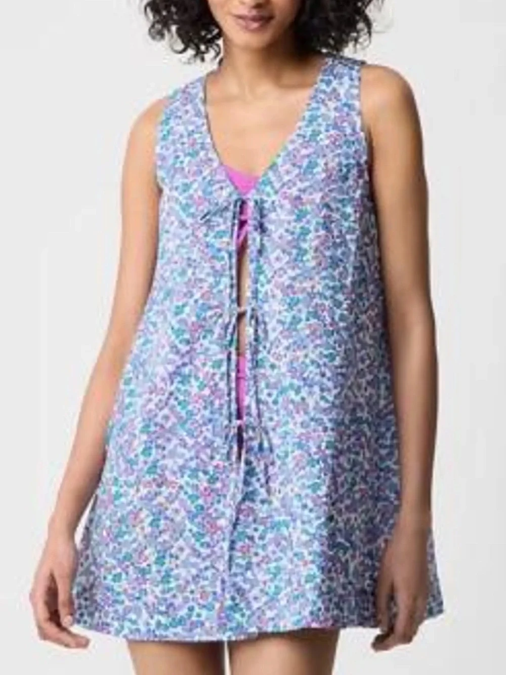 NEW J. Crew White Floral Tie-Front Beach Mini coverup Dress Small 54972